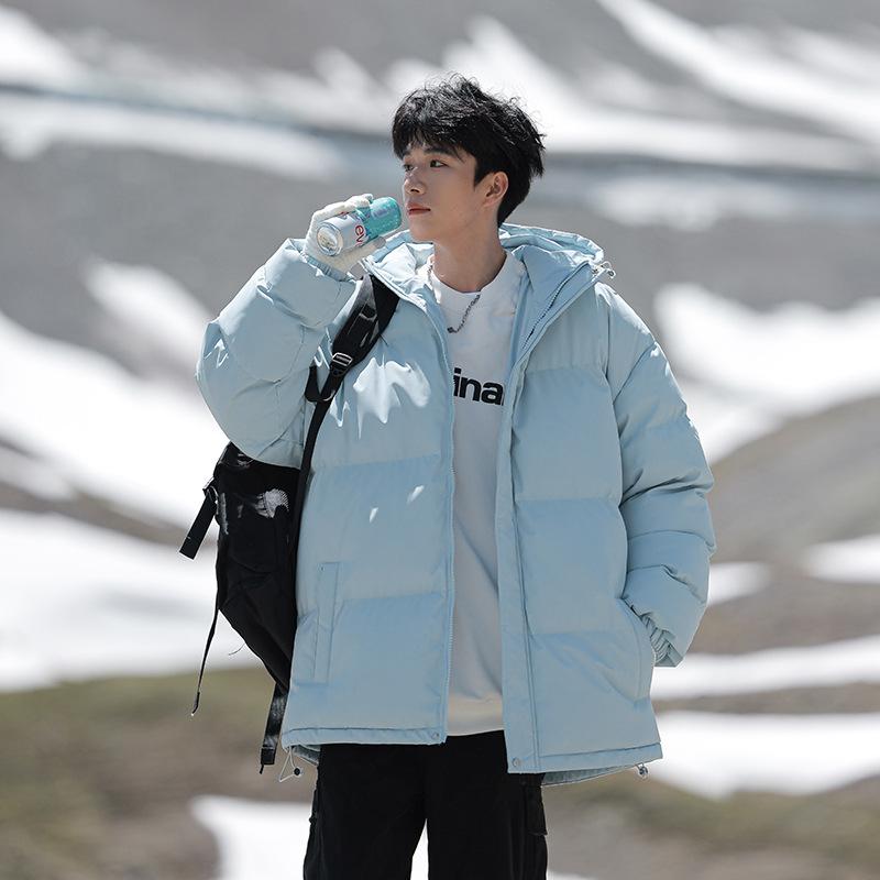 

Зимняя утепленная хлопковая одежда, хлопковая одежда в корейском стиле, мужская куртка свободного кроя в гонконгском стиле, мужская и женская s 4XL светло-синий