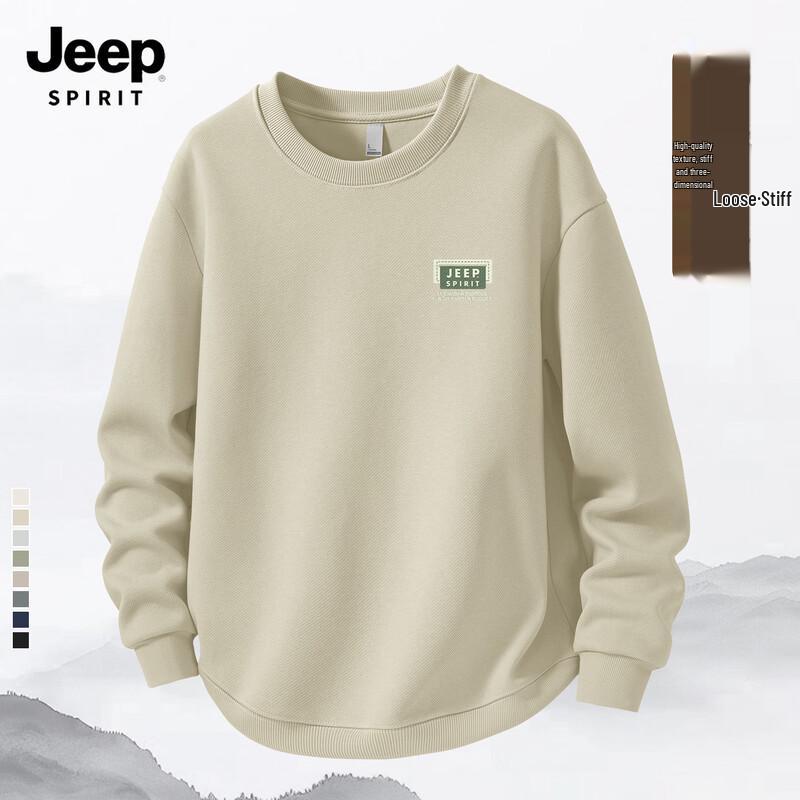 JEEP SPIRIT Men's 2025 Fall American Style Letter Logo Sweatshirt
