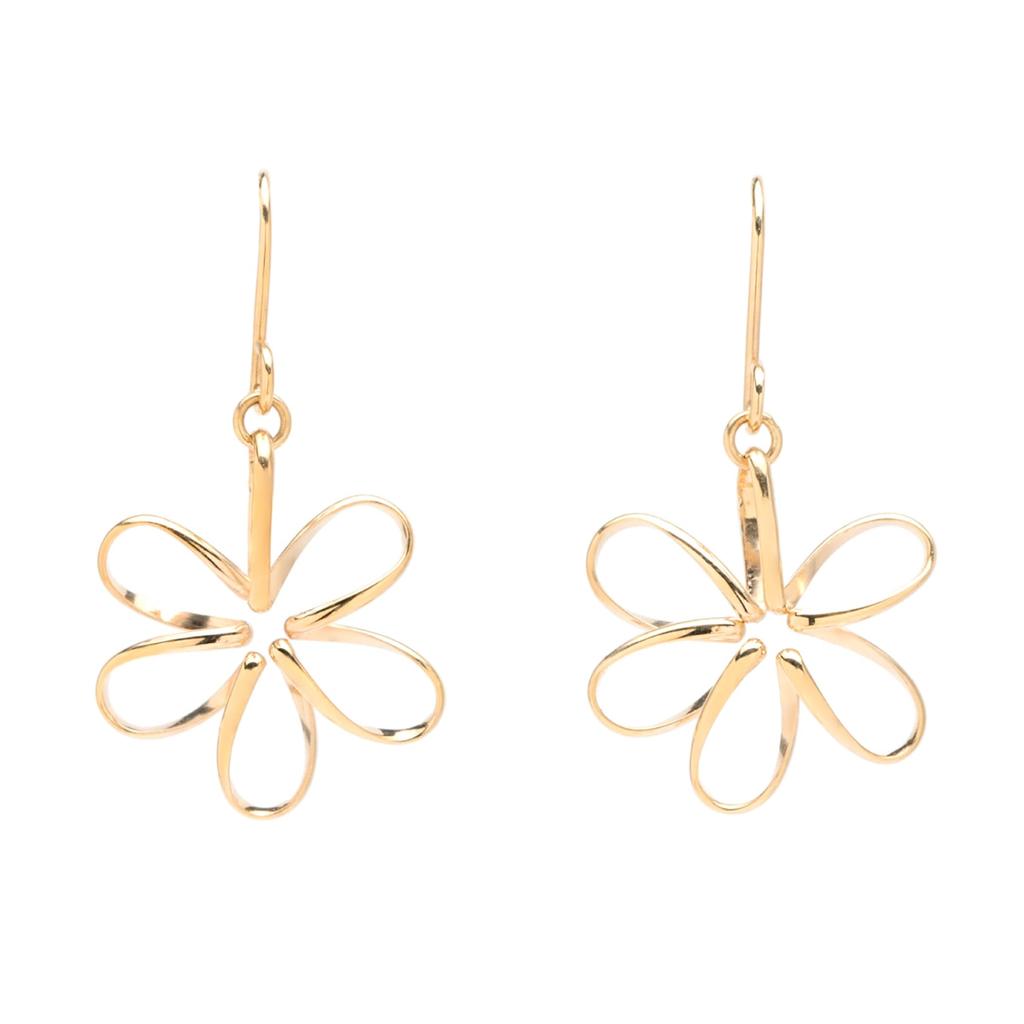 ESTELLE [Official] Women's Hook Earrings in 10K Yellow Gold with Flower Motif (Product Code: 0202-3505-0019-0000)