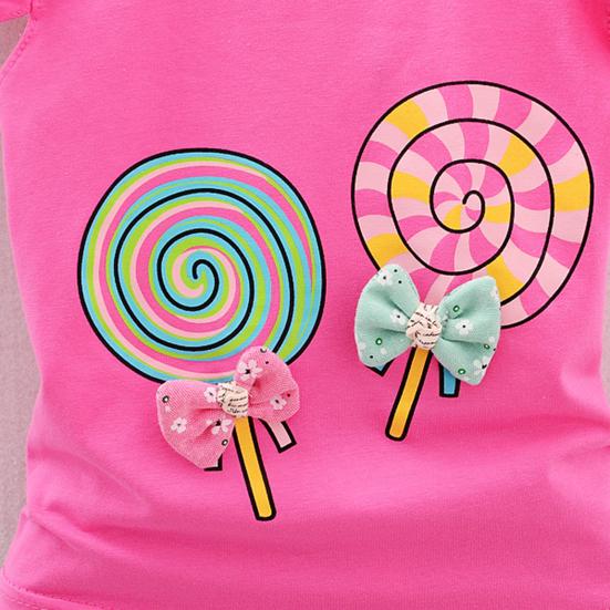 2 bucăți/set ținută pentru fete cu imprimeu floral cu mâneci mușcă din bumbac cu gât rotund tricou drăguț pentru purtarea zilnică