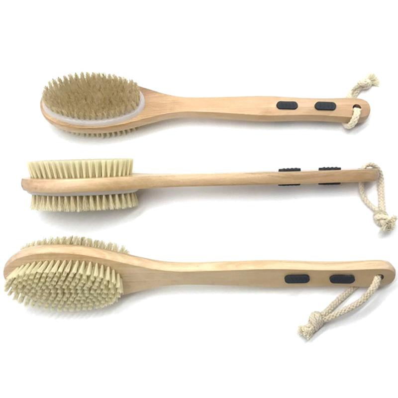 Charming Long Handle Detachable Natural Boar Bristles Bath Brush Exfoliating Massage Back Scrubber Dry Brushes for Skin Product