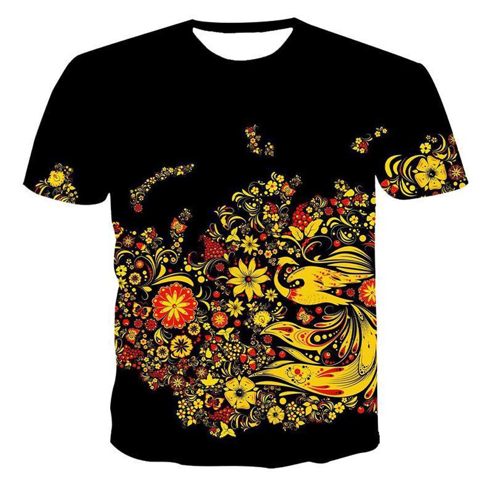 Summer Flowers Butterflies Graphic T-Shirts 3D Personality Trend Hip Hop Print Short Sleeve T-shirts