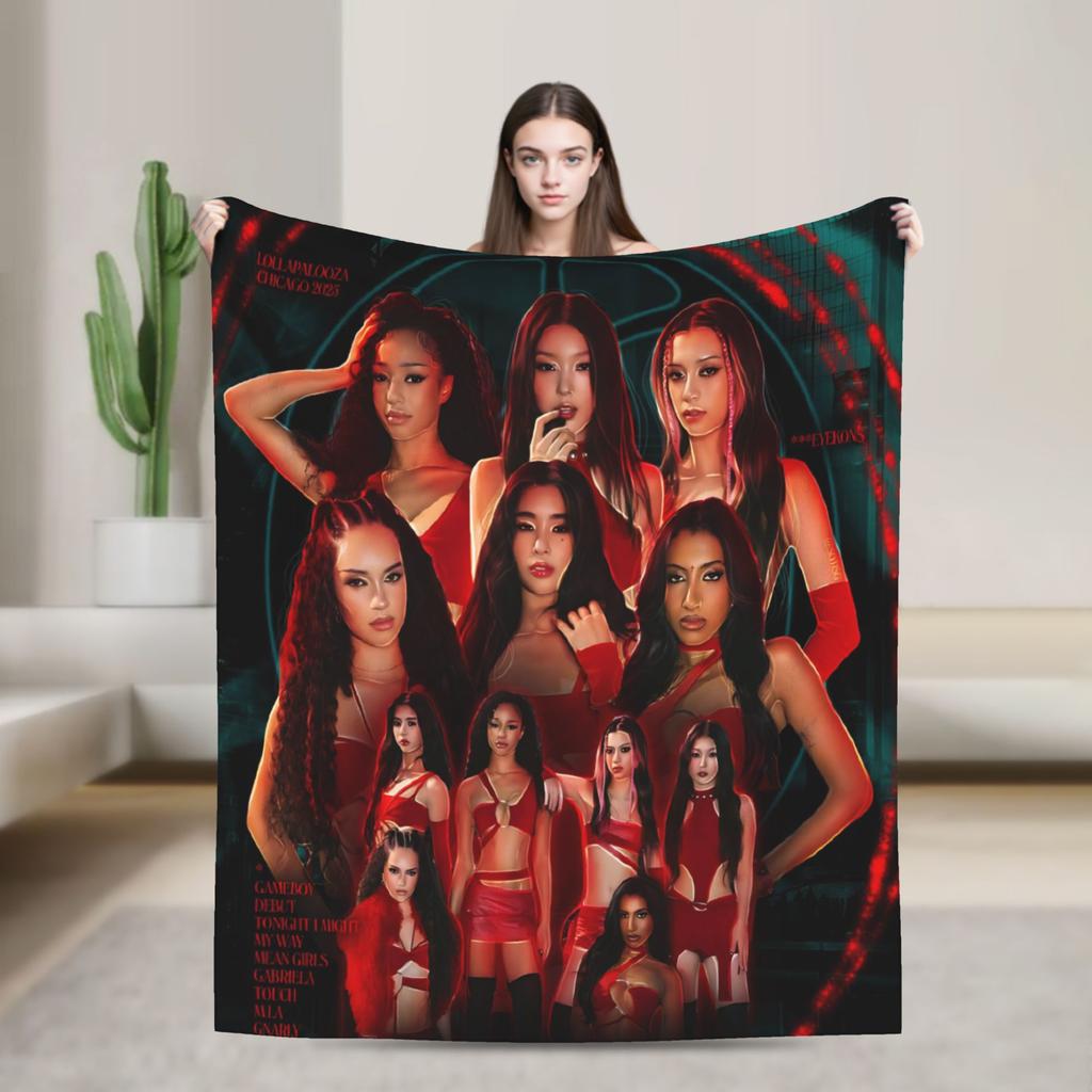 Katseye Music Girl Group Blanket Quality Soft Cozy Throw Blanket Autumn Travel Couch Bed Funny Bedspread