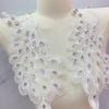 1Pair Black White Embroidered Peacock Rhinestone Decoration DIY Clothing Sewn Lace Applique