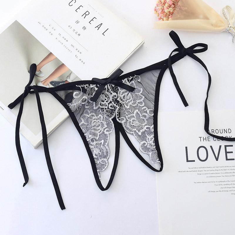 Calcinha sexy lingerie feminina virilha aberta g-string tanga bordado roupa interior feminina k83