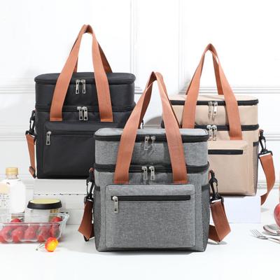 Insulated Lunch Box for Women Men Double Layer Leakproof Lunch Bag with Adjustable Shoulder Strap Waterproof Cooler Bag for Work Travel Camping Picnic