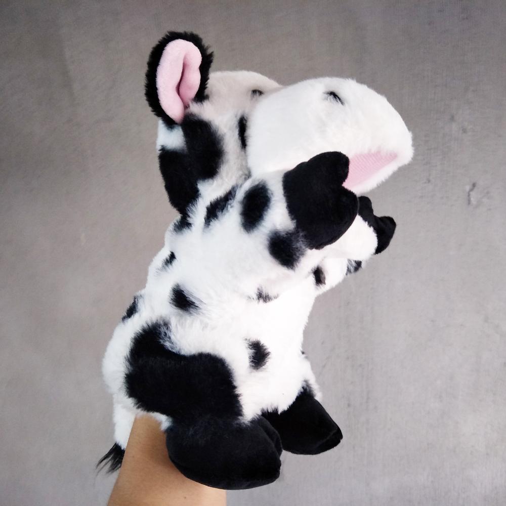 Farm Animal Hand Puppet Milk Cow With Open Mouth Stuffed Plush Toy