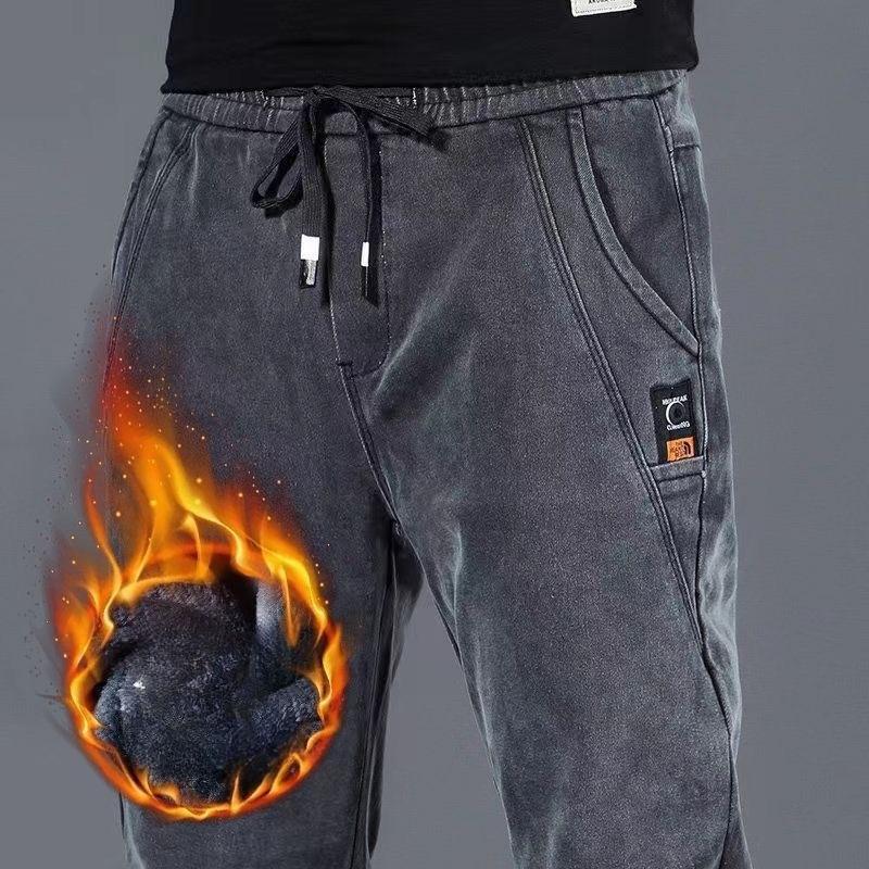 Džíny s elastickým pasem pro muže Volný rovný střih Ležérní dlouhé kalhoty Vhodné na jaro a podzim