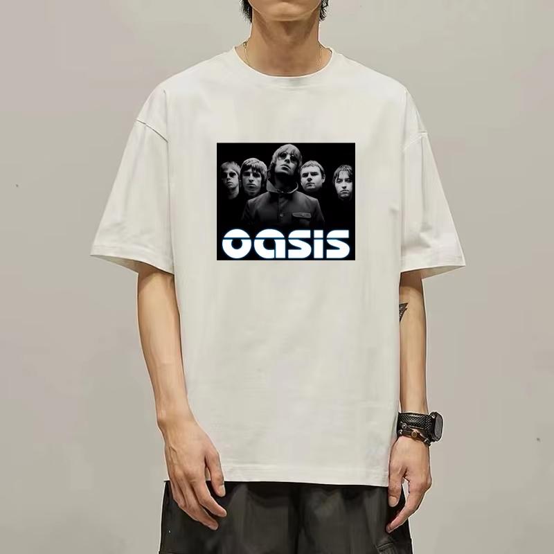 Hot Tshirt À Manches Courtes Du Groupe Oasis David Bowie Groupe De Rock Périphérique Vêtements Américains Impression En Coton