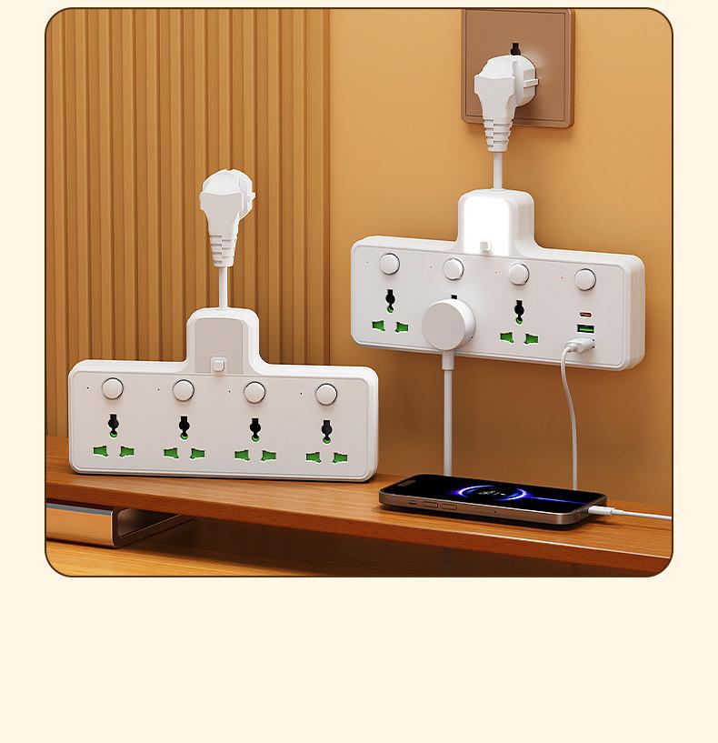European Standard Compact Russian Power Strip with USB & Switch Extension Cord