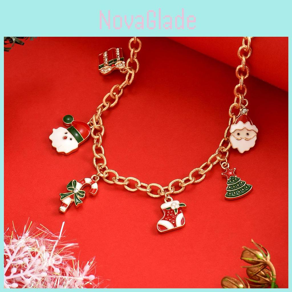 Colar de Festa de Natal Com Papai Noel de Desenho Animado e Doce Para Mulheres