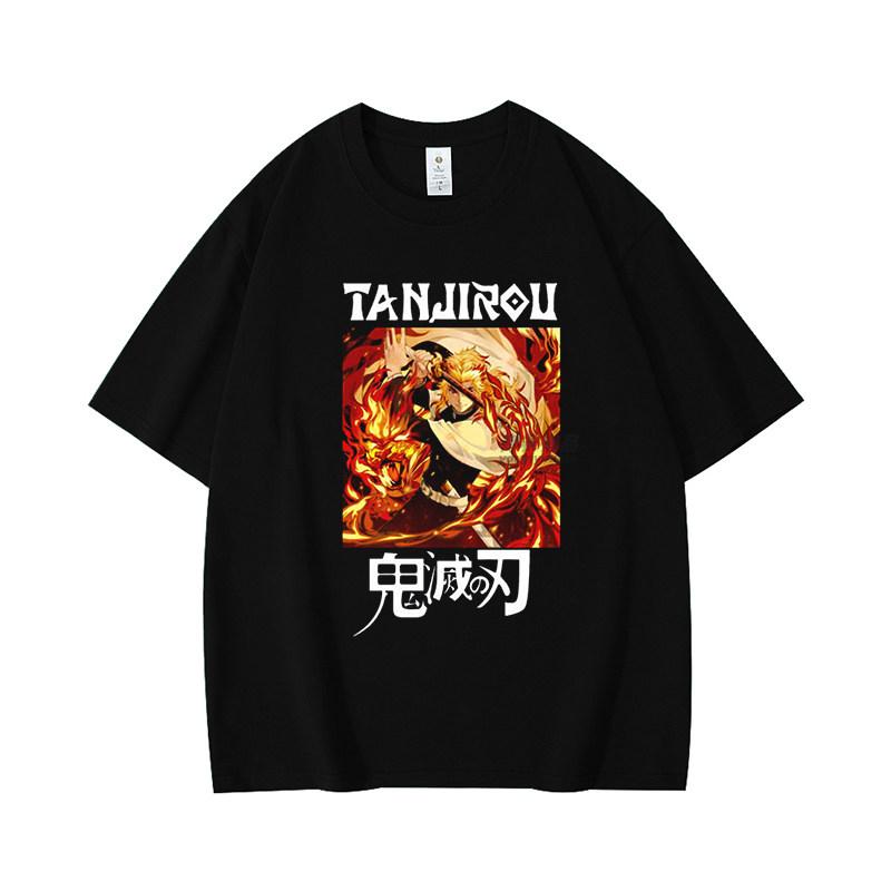 2026 New Demon Slayer Tanjiro Nezuko Pure Cotton Loose Shortsleeved Tshirt for Men and Women