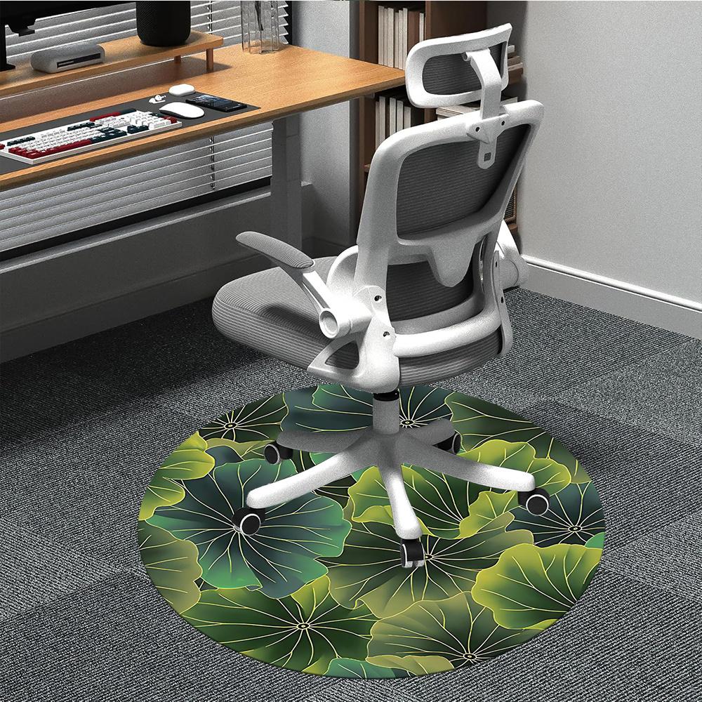 1pc Lotus Leaves Pattern Office Round Area Rug, Indoor Mat Suitable ForOffice, Under Office Chairs Bedroom Living Room Home Decor, Room Decot080