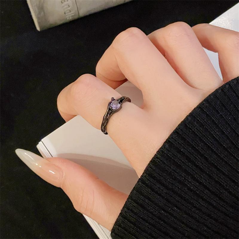 Dark Sweet Cool Bow Pink Zir*****Pen Ring Cold Wind Punk Personality Delicate Stacked Ring Adjustable opening