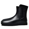 Men's Large Size High-Top Leather Boots: Fashionable Youth, Square Toe, Slip-On Chelsea Riding Boots (Sizes 45-47)