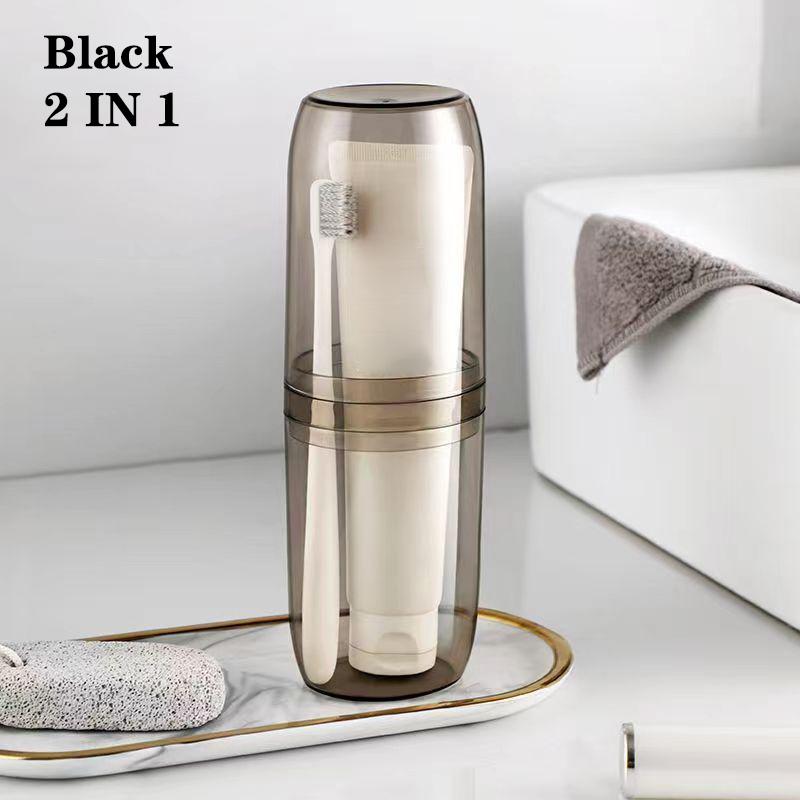 2/4 Tassen Zahnbürstenaufbewahrungsbox Tragbarer Mundspülbecher Zahnpasta-Aufbewahrungsbox Toilettenartikel Reisezubehör Tragbarer Zahnbürstenbecher