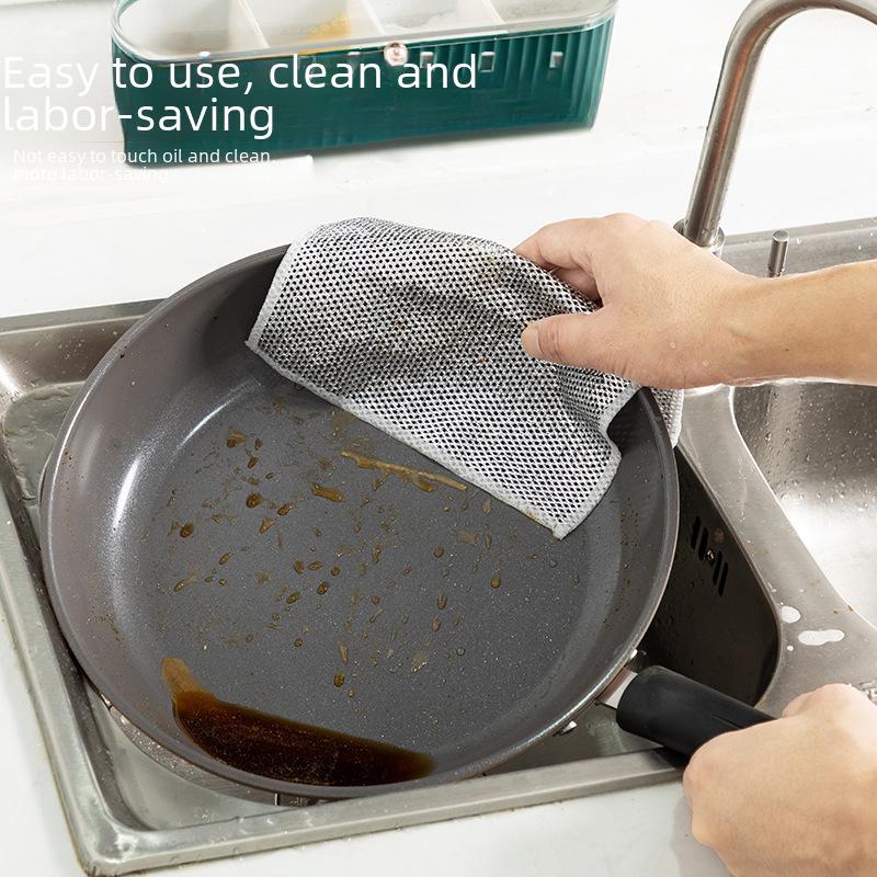 Silver Wire Dish Cloth: Metal Steel Wire Rag for Oil-Free Cleaning