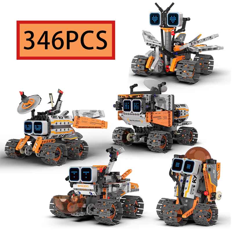 

Moc 346Pcs 5 In 1 Creative Electric Rc Interstellar Robot Construction Blocks Satellite Robot Children S Game Toys Birthday Present