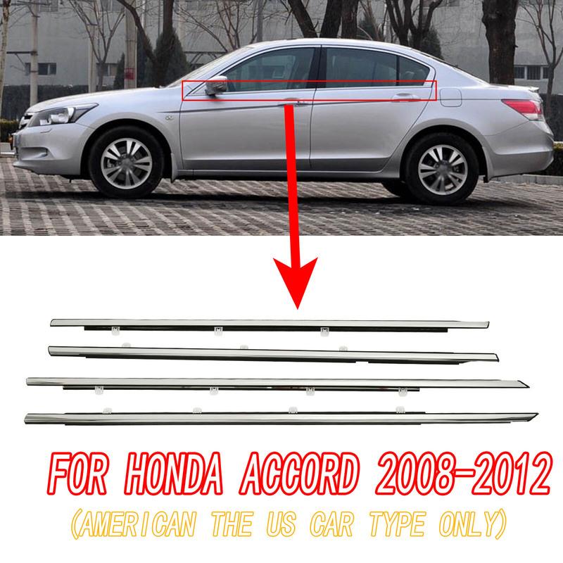 4Pcs Car Side Window Weatherstrip Sealing Trims Chrome Glass Sealant Strip Weather Strip For American US Honda Accord 2008-2012
