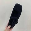 Designer Fashion Square Toe Fleece Flet Ballet Flats Woman Winter Warm Wool Mary Jane Shoes Ladies Brand Elegant Plush Loafers