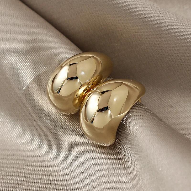 New  Classic Gold Color Geometric Square Metal Hoop Earrings For Woman Korean Temperament Party Jewelry Girls Accessory