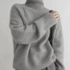 Autumn Women's Knitted Turtleneck Pullover Loose Thick High Neck Jumper Long Sleeved Korean Fashion Lazy Style Sweater Women