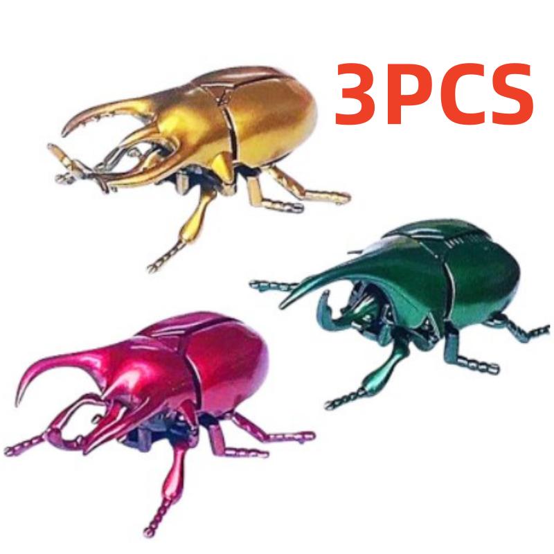 

3PCS Educational Wind-Up Unicorn Beetle Toy For Kids Boy Baby Crawling Insect Toy For Enlightenment Simulation and Fun Gifts OneSize