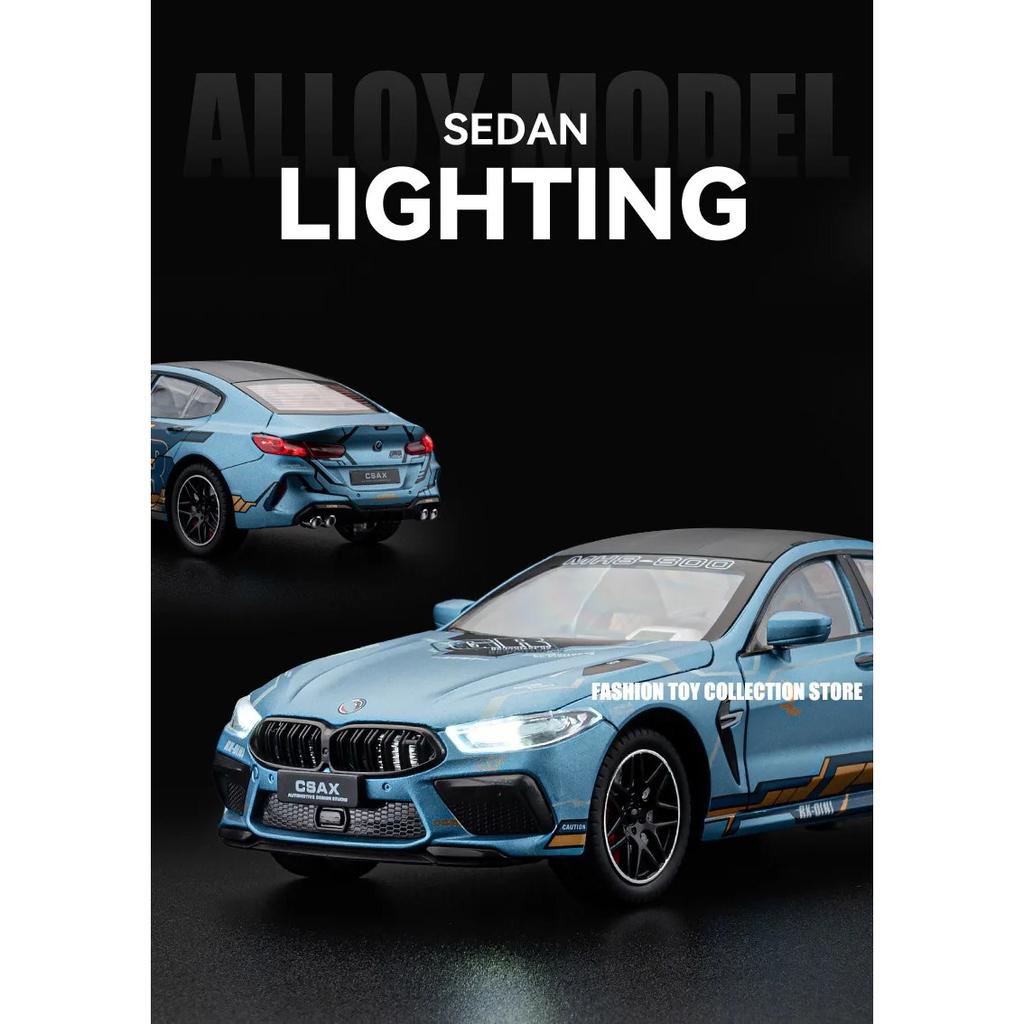 Model de mașină din aliaj la scară 1/24 BWM M8, jucărie turnată sub presiune, cu sunet și vehicule ușoare Jucării de decorare pentru cadou pentru copii