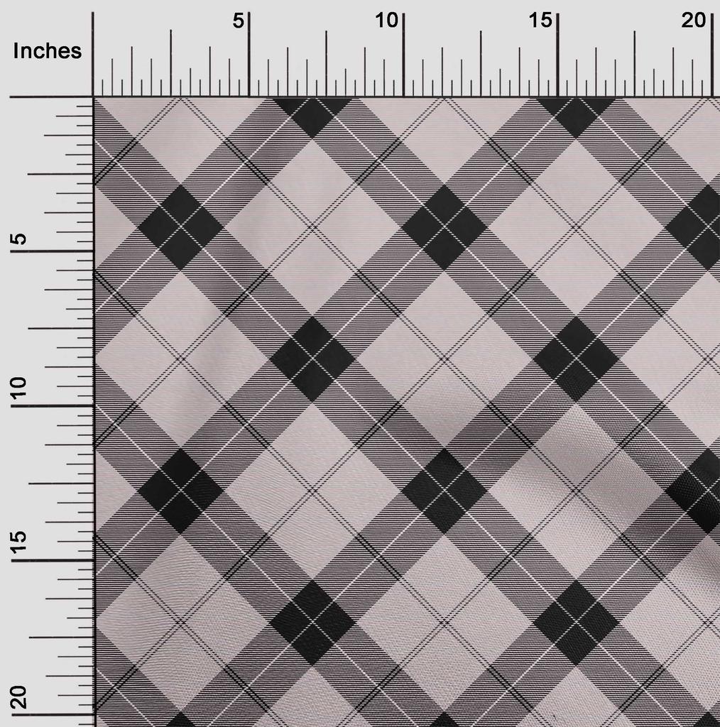 oneOone Cotton Flex Fabric Tartan Check Print Fabric By The Yard 40 Inch