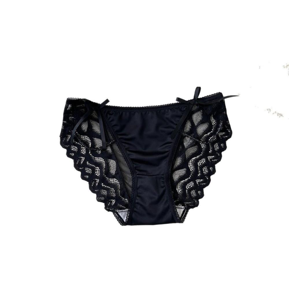 Bow Lace Flower Panties Transparent Women Underwear Sweet Lace Mesh Briefs Gifts