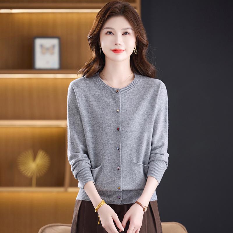 Cardigan Lungo in Maglia 100% Lana Pura da Donna - Nuovo Maglione Girocollo Autunno/Inverno per Mamma