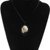 Vintage Bat Cemetery Glass Pendant Necklace Clavicle Chain Halloween Jewelry