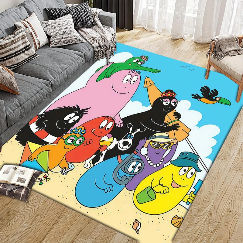 Barbapapa3 Flannel Pattern Square Carpet,Area Rug,Carpet Rug for Living Room Bedroom Sofa Playroom Decor,Non-slip Floor Mat