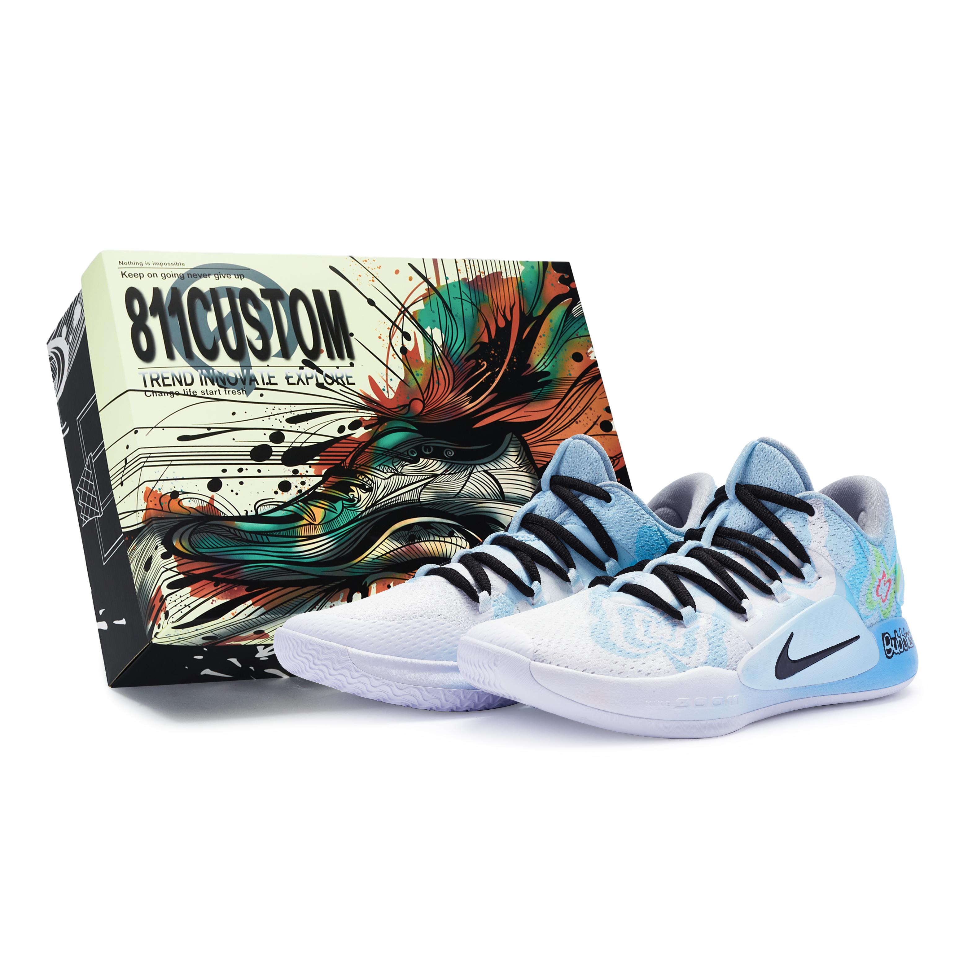 

Nike Hyperdunk X Cushioning Abrasion Resistant Slip Resistant Low top Basketball Shoes Men s Blue White AR0465-100(Team80-S-BOX) 45