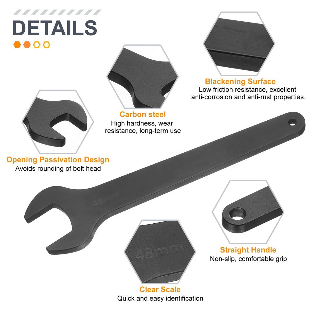 uxcell Single 48mm Metric 15 Degree Offset Angle Small Flat Head Blackening Wrench for Automotive Repair and Furniture Assembly Open-End Wrench,