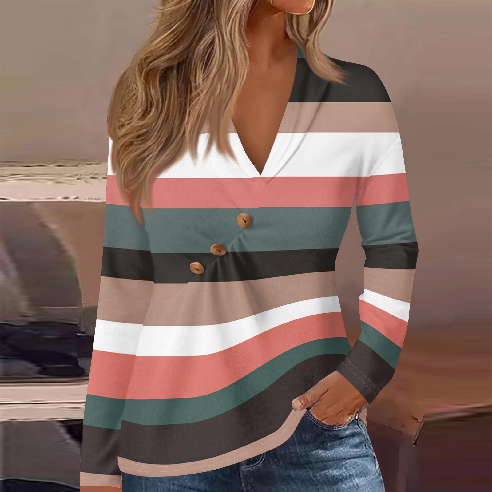 

Женская футболка с принтом, V-образным вырезом, пуговицами, оборками, длинными рукавами XL арбуз красный