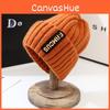 Hat Winter Knitted For Women With Letter Embroidery Korean Style For Use Daily