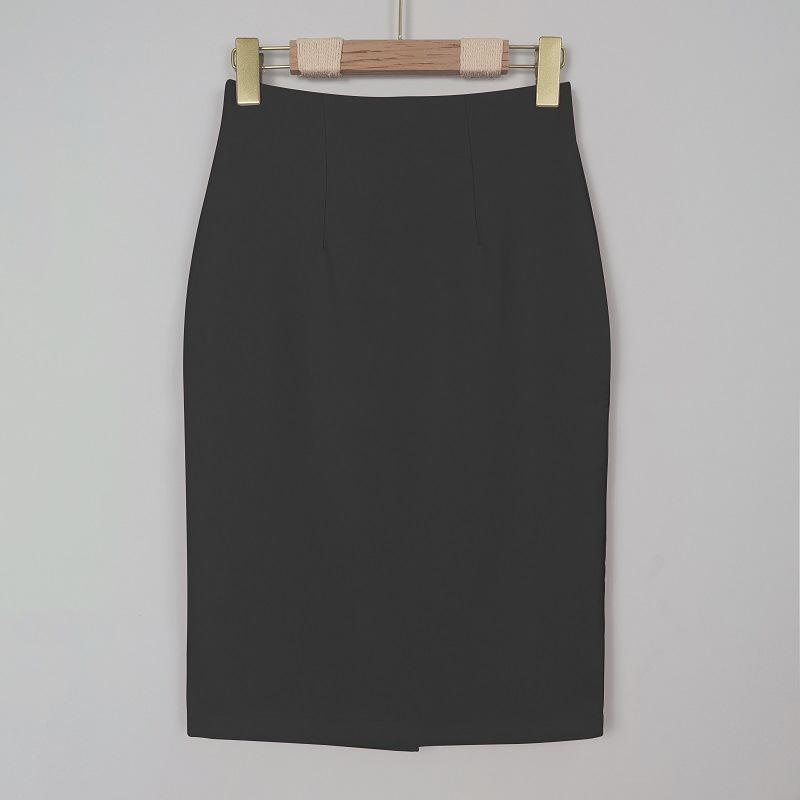 

Корейская сексуальная юбка-миди бодикон с высоким поясом и разрезом сзади для женщин Large чёрный