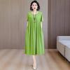 Summer Cotton Silk Loose Nightgown for Plus Size Women - Casual Mom Style Home Dress