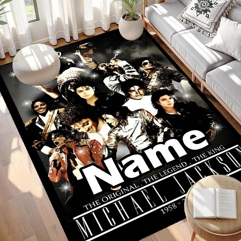 Custom Name Personalized Michael Jackson Print Carpet, Versatile Home Decor Rug, for Playroom, Apartment, Balcony, Entryway, Hallway Gift