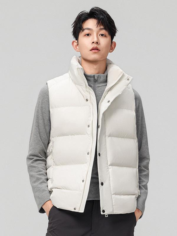 Men's High-End Fashion Lightweight Sleeveless Down Vest with Stand-Up Collar