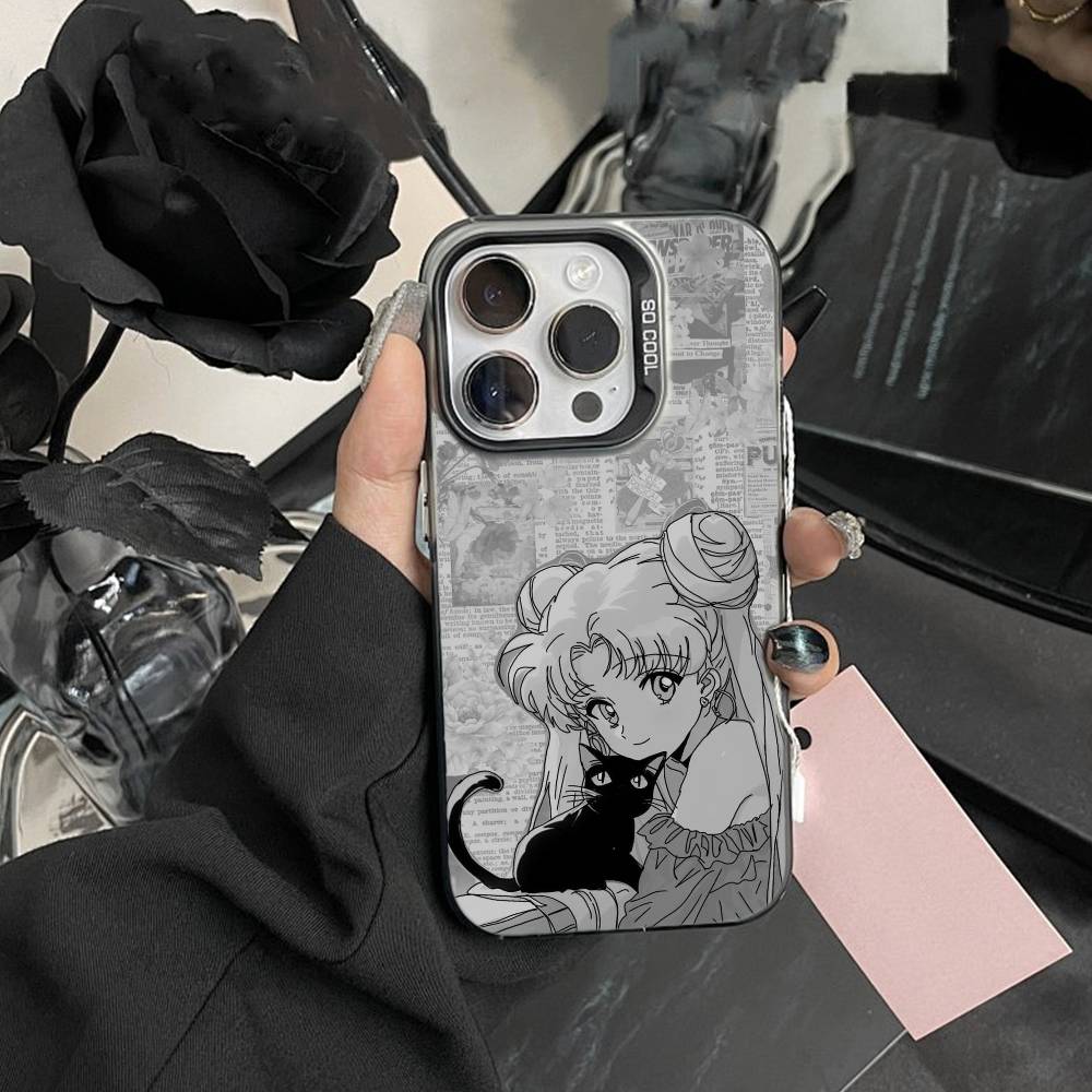 Cartoon F-Sailor M-Moons Phone Case For iPhone 17,16,15,14,13,12,Pro MAX Black Matte Shockproof Cover