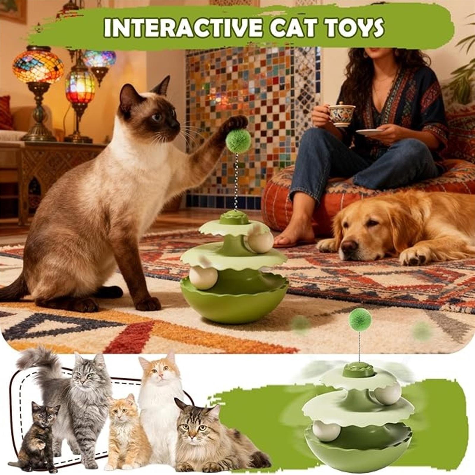 

Interactive Cat Toy with Rolling Balls and Feather Teaser Automatic Self-Play Durable Pet Toy for Cats to Exercise and Relieve Boredom one size