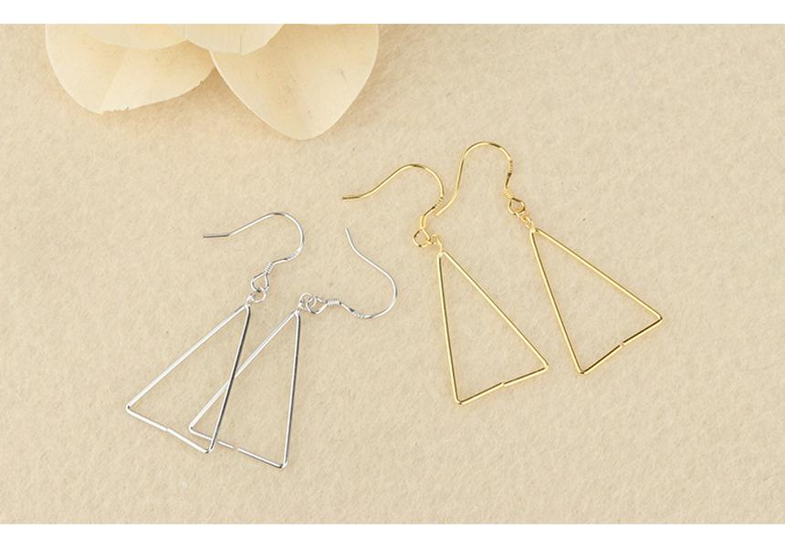Tingxiang S925 Sterling Silver Triangle Bead Earring Hooks - Women's Simple Empty Settings Jewelry