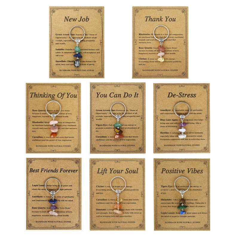 1 Piece Handmade Red Agate Card Combination Pendant Keyring  Natural Stone Beads String Keychain Gifts