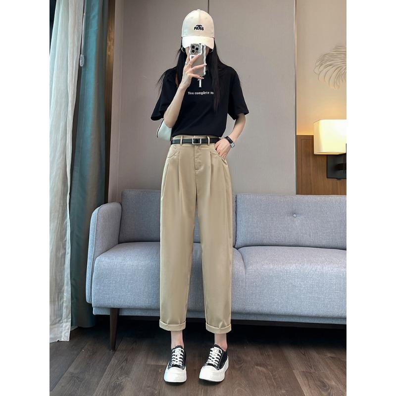 Black Harlan pants women's radish pants are thin, spring and summer thin, new high-waisted micro-nine-point dad pants