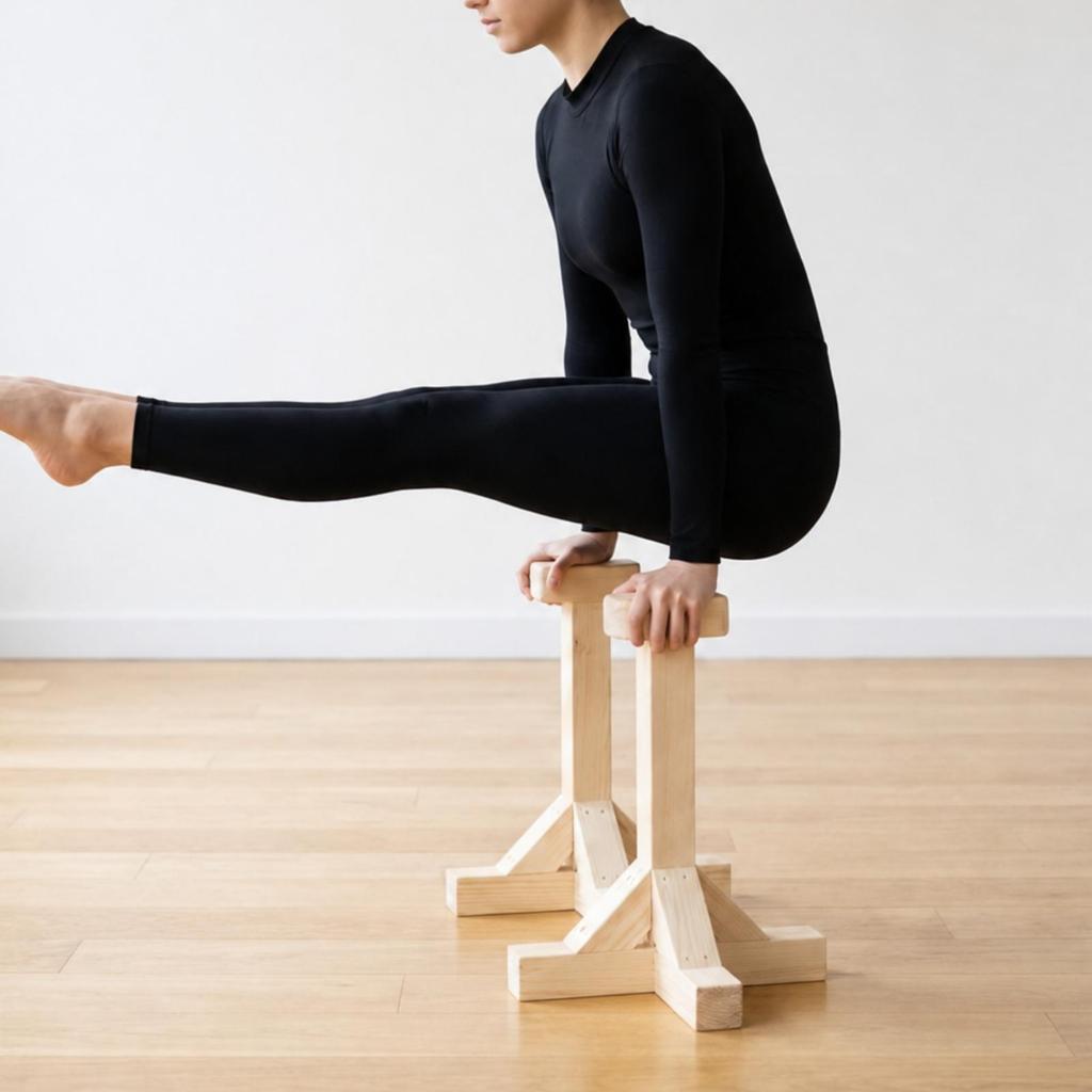 2 Pieces Handstand Stands Solid Wood Inversion Freestanding Wooden