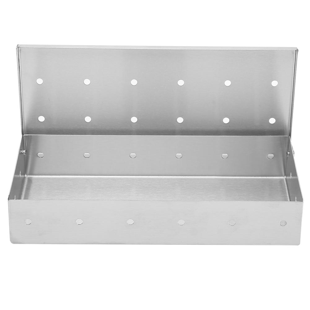 Large Capacity Stainless Steel Smoker Box BBQ Wood Chip Smoking Box Barbecue Grill Accessory