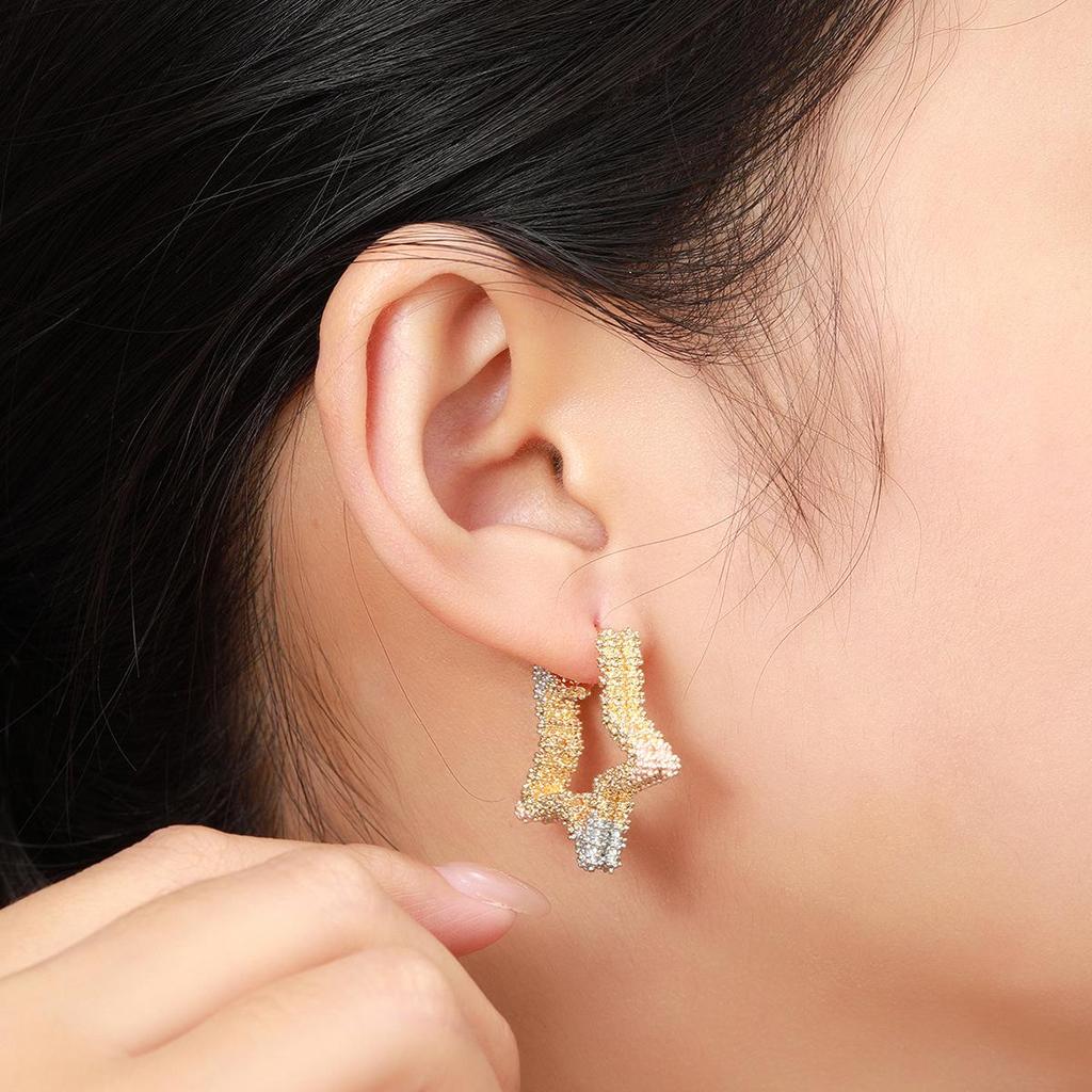 European & American Fashion Five-Pointed Star Stud Earrings: Women's Simple Painted Style Jewelry
