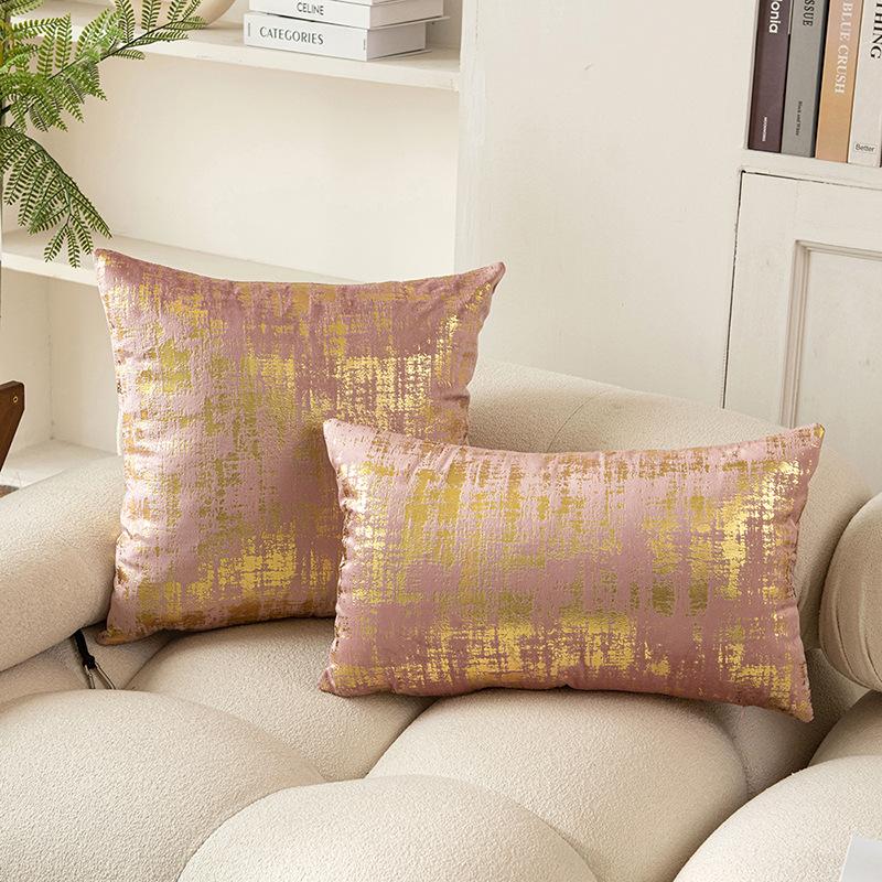 Velvet Bronzing Pillow Nordic Light Luxury Living Room Sofa Pillow Cover Model Room Decorative Cushion Cover Home